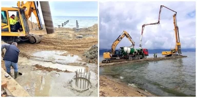 Gërmime dhe beton anës liqenit të Ohrit, maqedonasit: Po dëmtohet natyra, shqiptarët të reagojnë